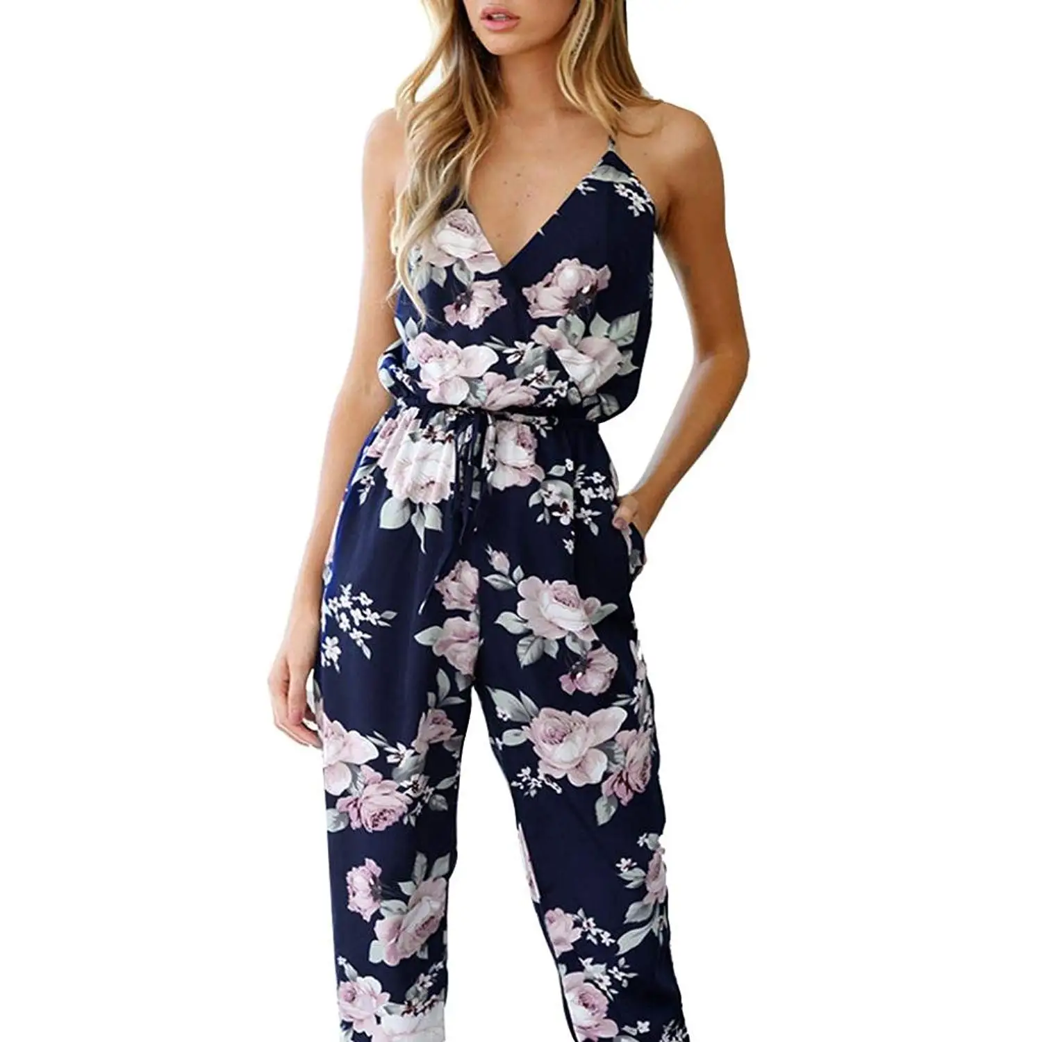 Forever Womens Plain Tie Back Sleeveless Puffball Jumpsuit