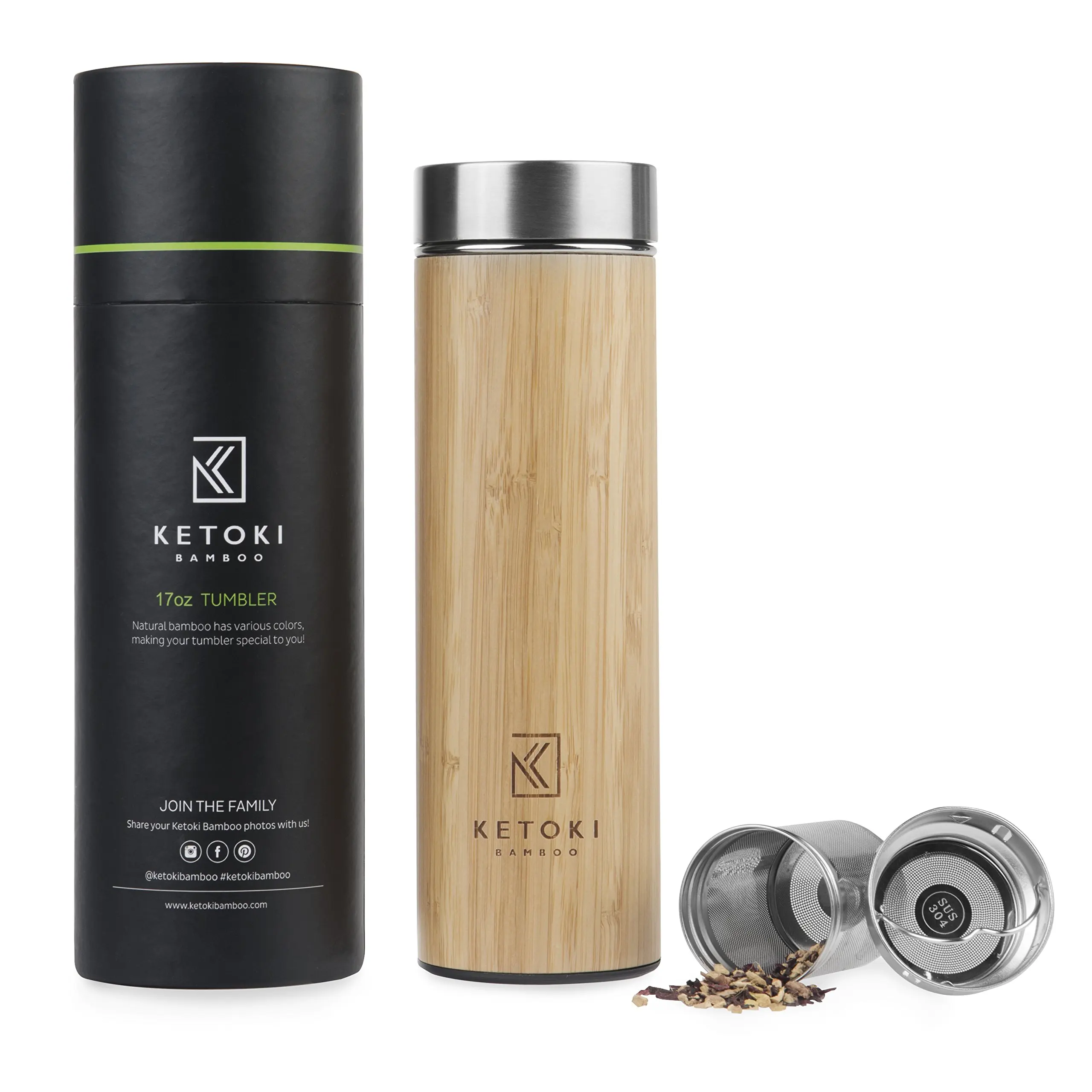 Buy Organic Bamboo Tumbler with Tea Infuser & Strainer by Kozy Kitchen