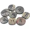 BU013 High Quality Handmade Black Natural Real Buffalo Horn Button Maker 4 holes Shirt Button For Suit Clothes coat