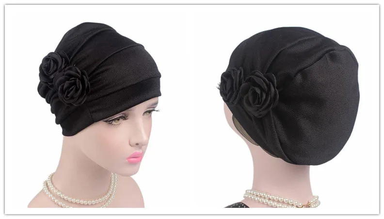 ruffle chemo hair turban musulman headband scarf beanie cap hat
