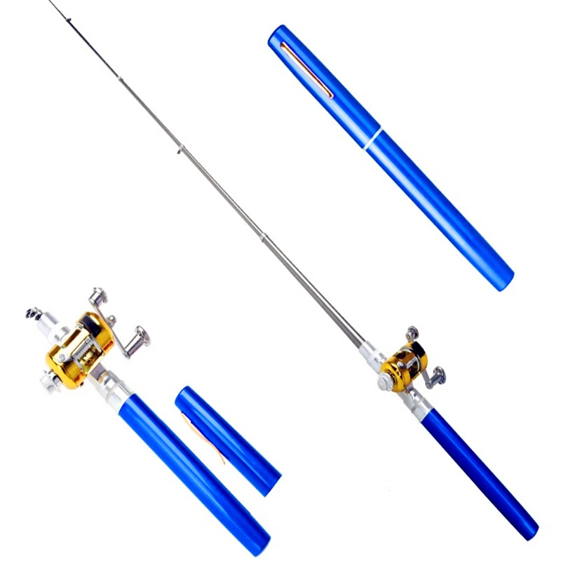  Promo portable pocket aluminum pen shaped telescoping fishing rod