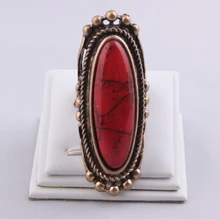 ULSLF gold plated fashion red turquoise rings for women hot new trendy women rings jewelry free