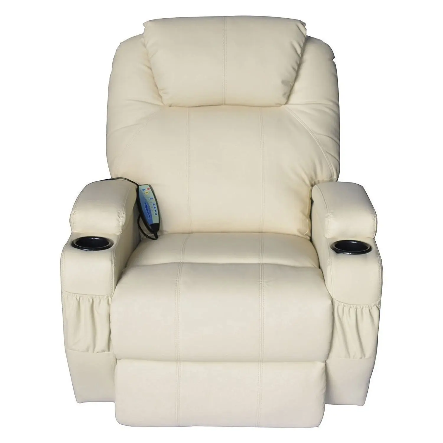 Massage Recliner Sofa Chair Pu Leather 360 Degree Rocker Swivel Massage Recliner- 8 Vibrating Nodes -Executive Heated w/ Control Back ( 2 of Free Sea Urchin Massage Ball)