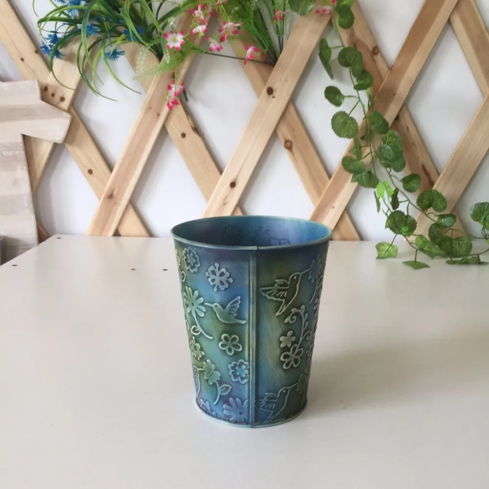 Galvanized Steel Metal Floral Vase Tin Pail/antique Pot/flower Vase