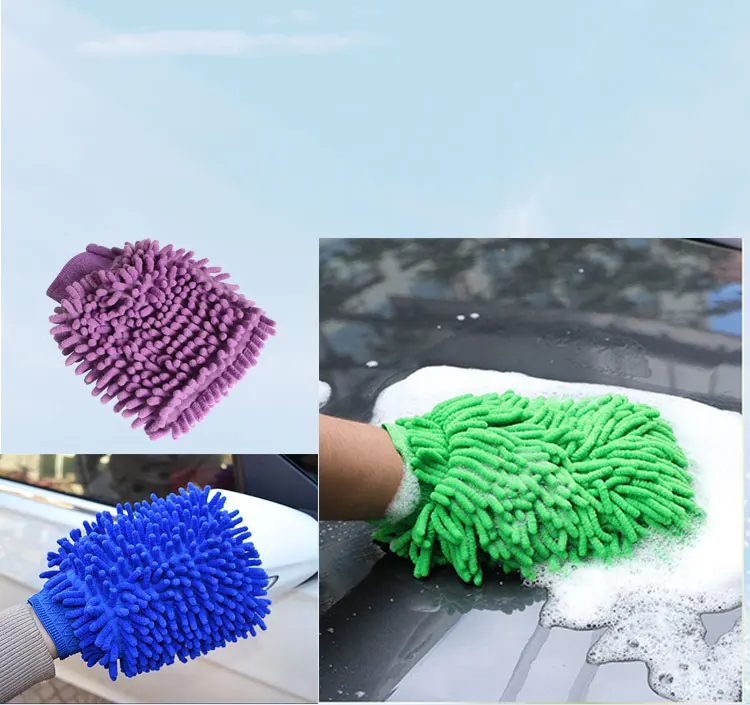 High Quality One-Sided Waterproof Car Wash Mitt Microfiber Chenille Cleaning Glove