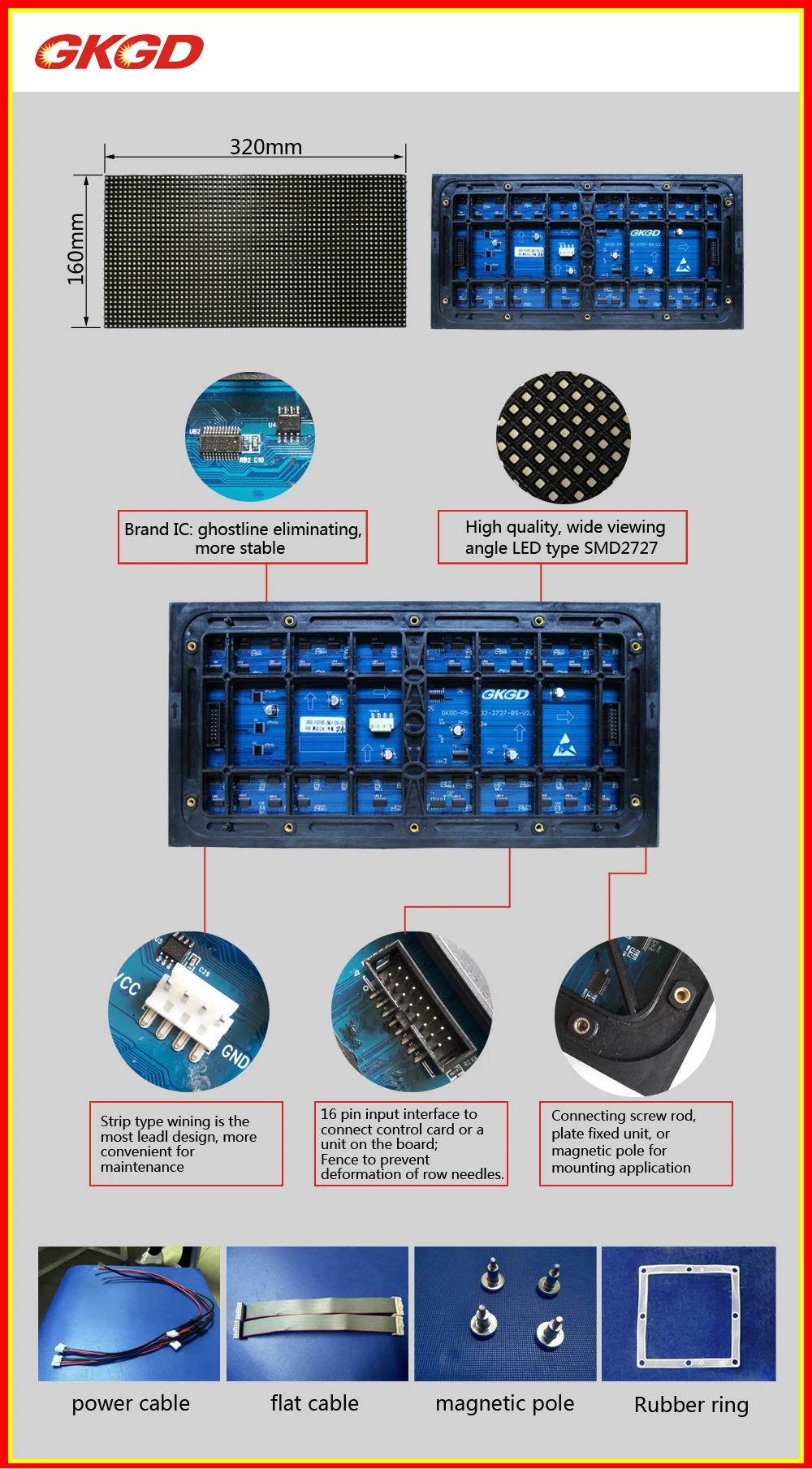 gkgd high refresh smd p5 outdoor modules led vision display