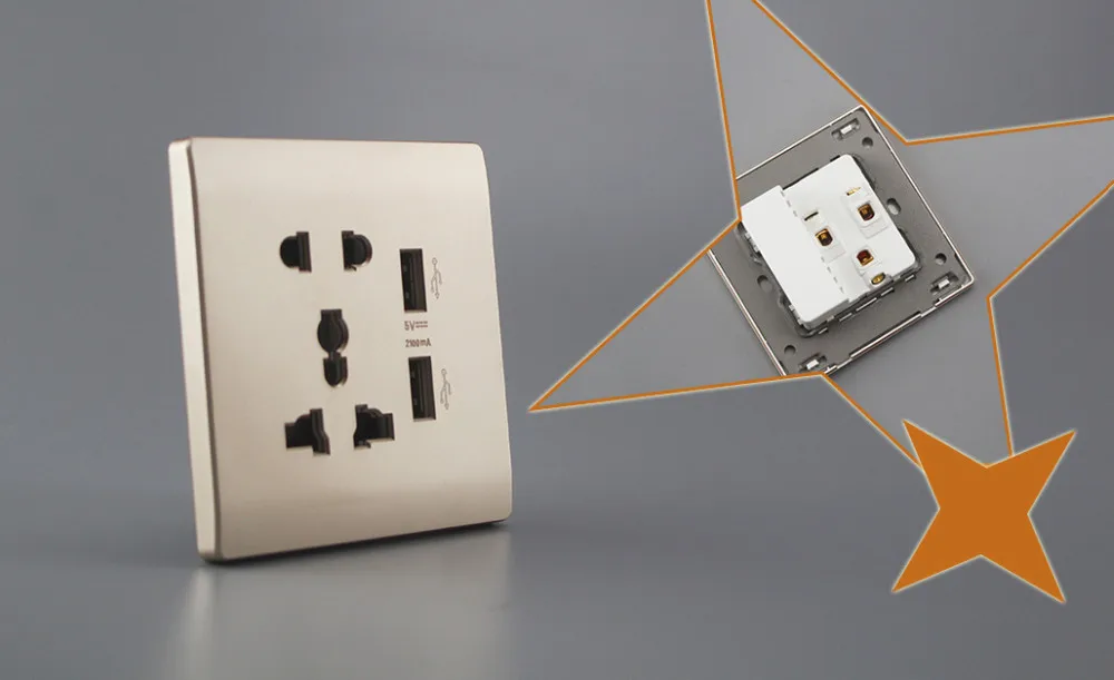 时尚和现代设计通用墙上插座 usb 充电器欧盟英国 ul usb 墙壁插座