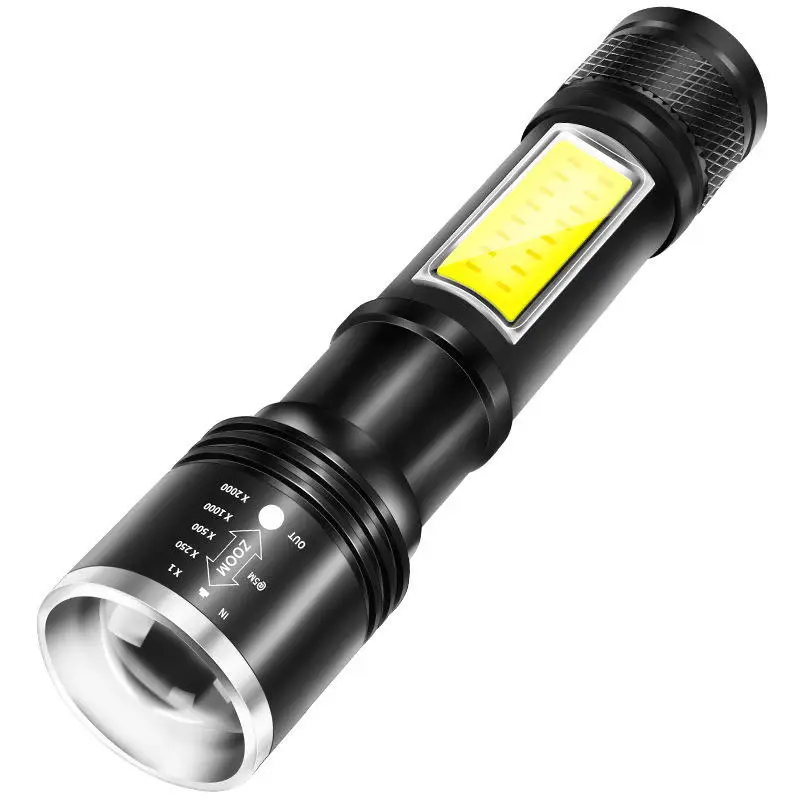 WARSUN 702 T6 LED + COB 2 Source Zoomable USB Rechargeable LED Torch Outdoor LED flashlight