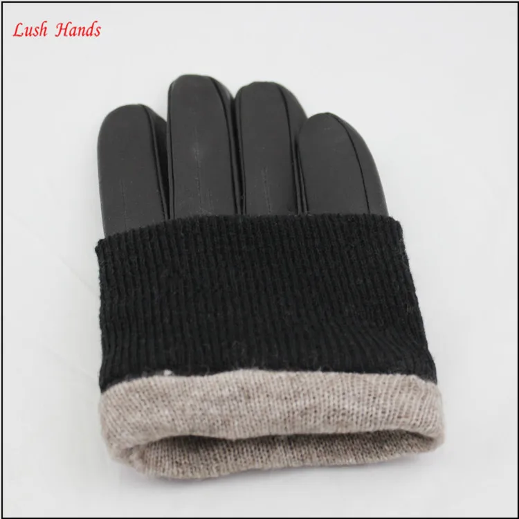 Leather gloves for men with wool knit cuff make you warm