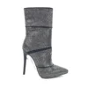 Anmairon wholesale sexy shiny diamond pointed toe high heel ladies ankle boots
