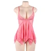 Pink Blue Red Total Three Color Available Babydoll Lingerie Mature Women Sleepwear