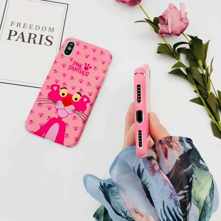 Custom Water Transfer Print Phone Case for iPhone X , For iPhone 8 Hard Case Pink Panther