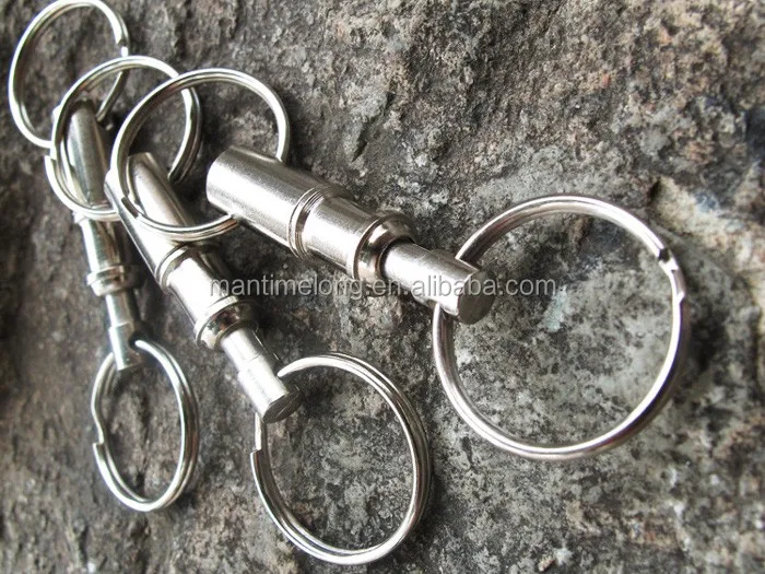 Dual Detachable Key Ring Snap Lock Holder Steel Plated Pullapart Key