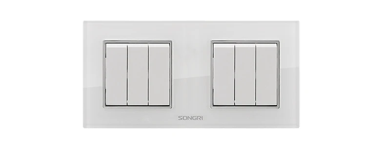 Songri european standard white 6 gang 1 way electric wall light switch duplex