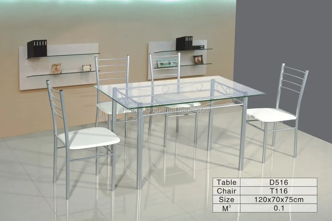 Wholesale Cheap Modern Glass 4 Seater Dinning Table Dining Room Set