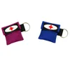 Mini Disposable face shield fabric CPR Mask Keychain, CE FDA First Aid bag pack pouch CPR Barrier Mask Key chain keyring