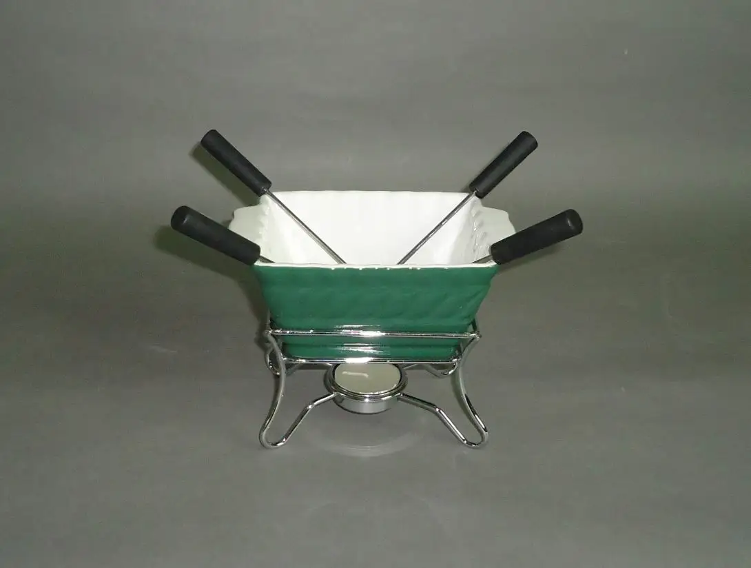Rectangle shape special cheap chocolate fondue burner candle ceramic fondue 