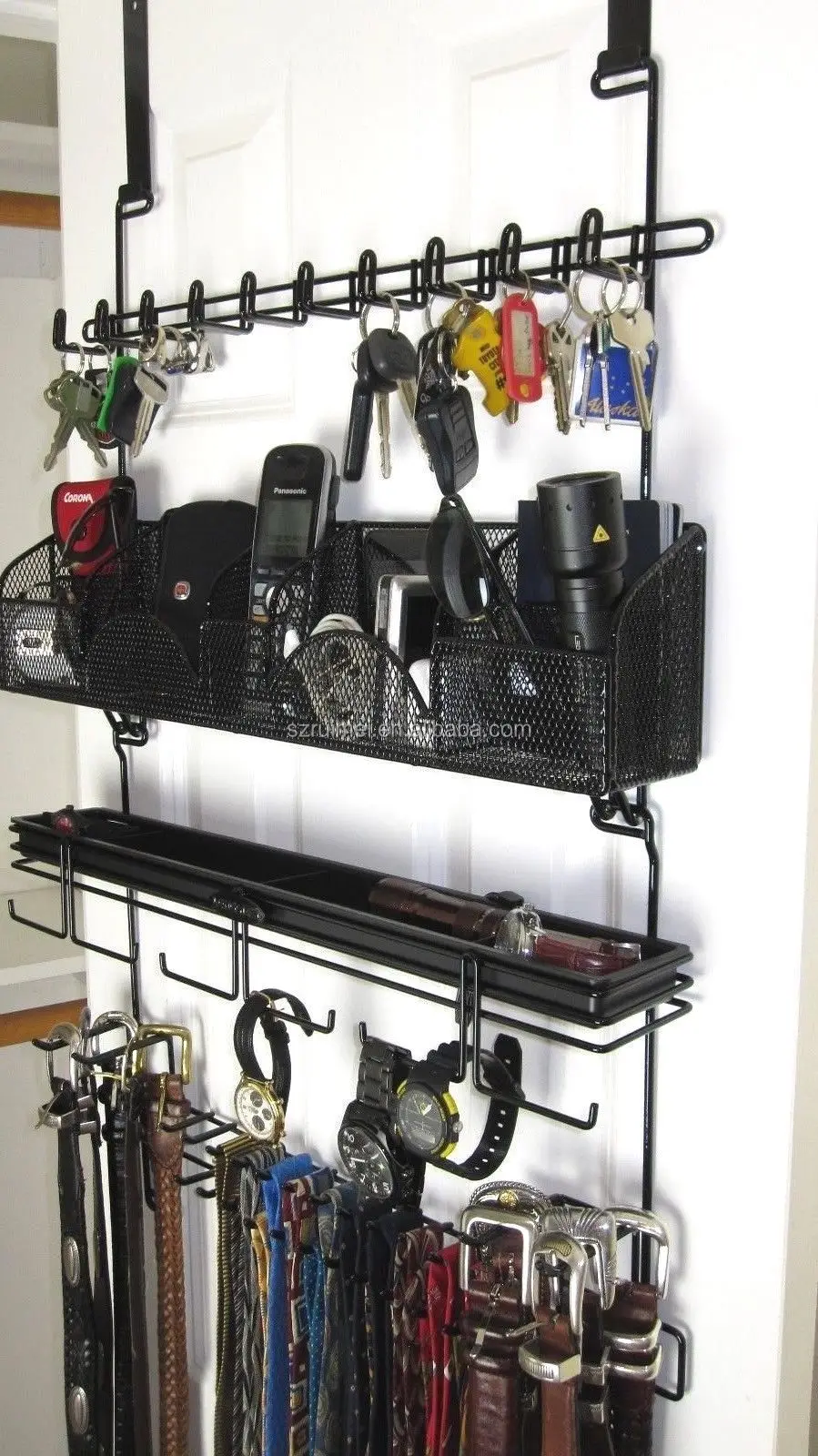 Over The Door Wall Organizer Tie Belt Rack Valet Black Buy Tie