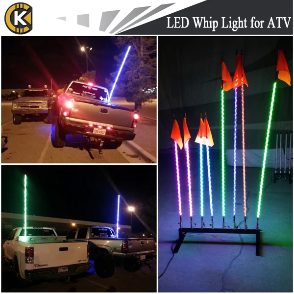 High quality LED Sand dunes buggy flag Light DC 12V Led pole lights 6 feet/8feet/10feet RGB multi color for ATV UTV SUV