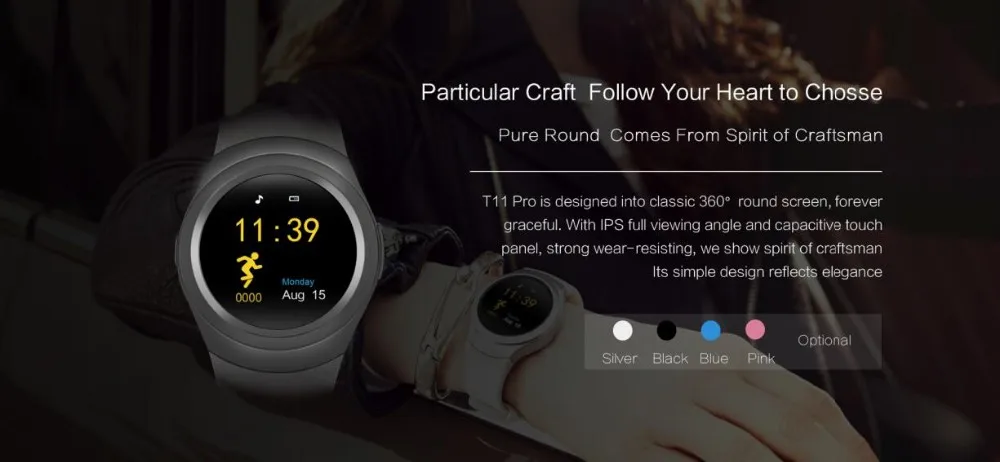 Smartwatch T11 Bluetooth Smart Watch Nano SIM Card & Full circle Display IPS Display Heart Rate Monitor Sleep Tracker Pedometer