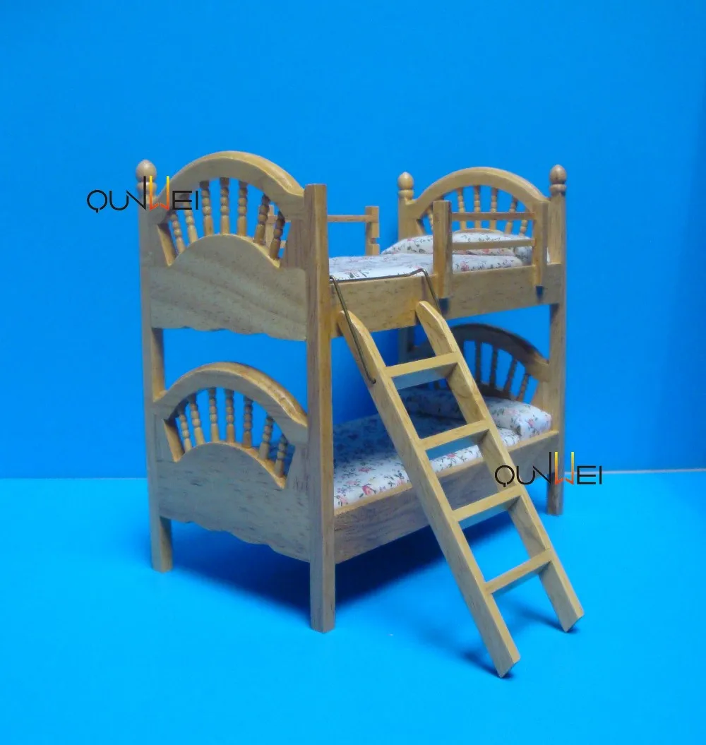 112 Scale Dollhouse Miniature Furniture Wooden Doubledeck Beds With Wood Ladder Qw60492 Buy