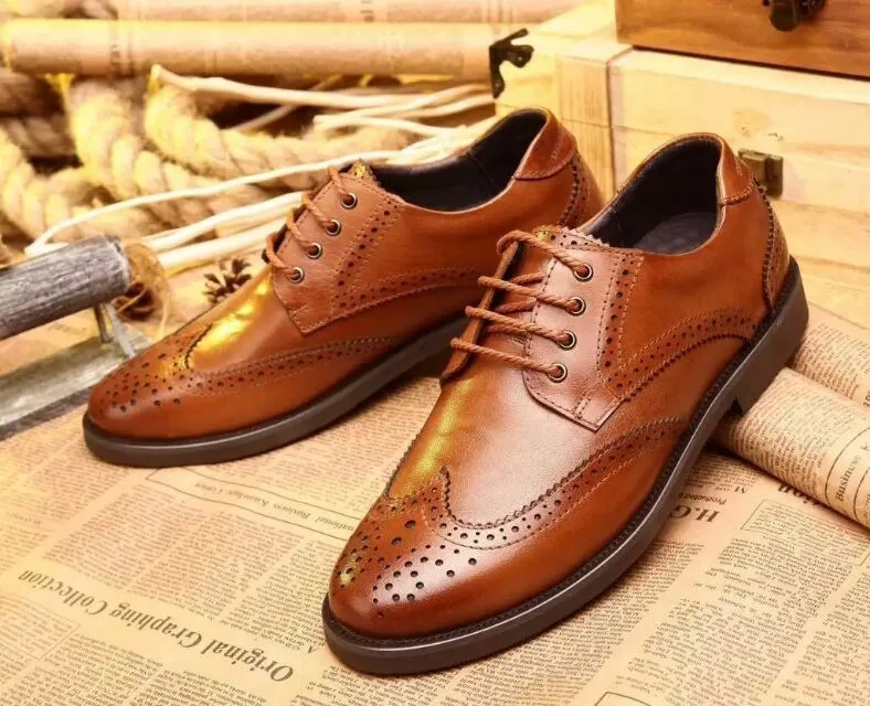 2015 new fashion italian design carving cowhide leather famous designer men oxford shoes