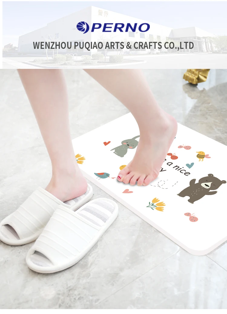 Absorbent anti slip custom pattern diatomite bath mat