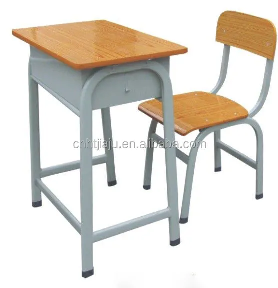 School Furniture Single Class Table And Chair Wood With Metal Legs ...