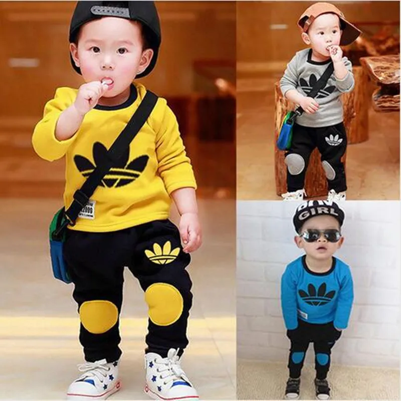 New Spring 2016 Boy and Girls Cartoon Letter Printed Clothing Clothing Set Kids Minnie Brand Sport