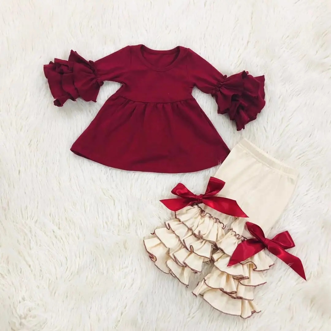 New Fall Girls Boutique Clothing Sets Cotton Children Kids Ruffle ...