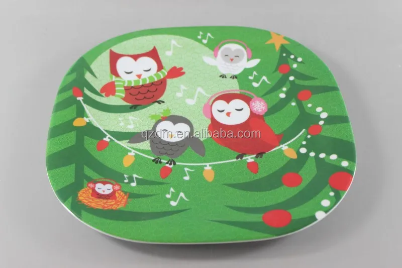 Square Melamine dinner plate ,Christmas Dishes , X'mas Food Plate