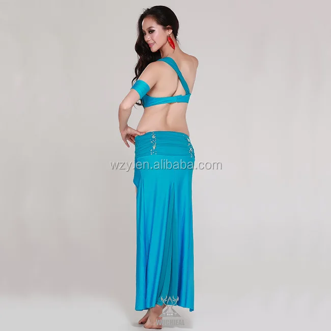 Sexy Blue Top And Skirt Bellydance Costumes Women Sexy Dance Bra Wear