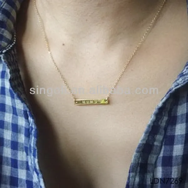 Engraved Promotional Gifts Personalised Name Bar Pendant Necklace