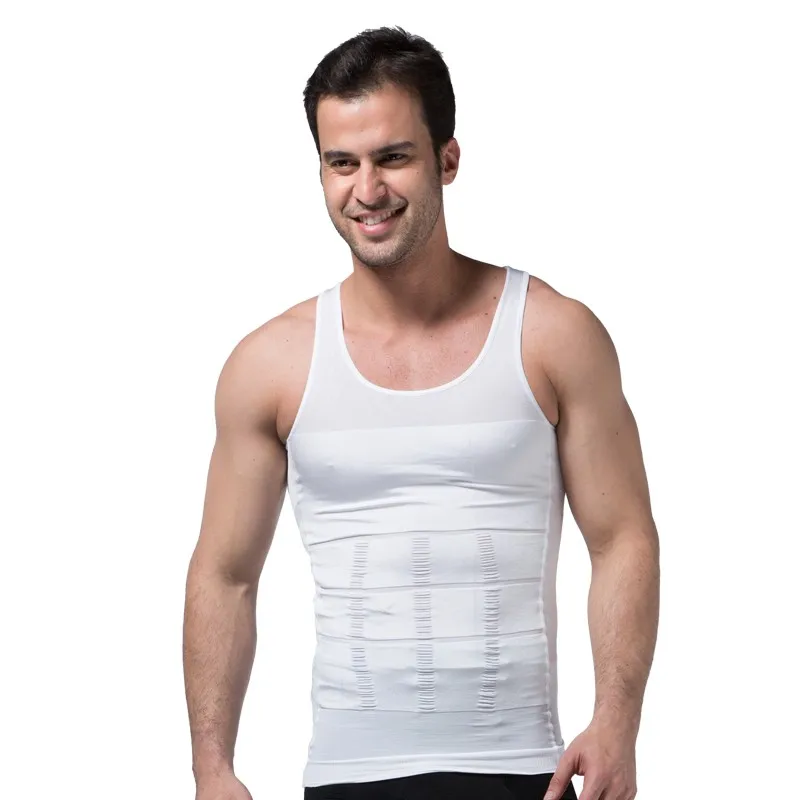 IMAGE Mens Body Shaper Slimming Shirt Tummy Waist Vest Lose Weight Shirt Mens Elastic Sculpting Vest Thermal Compression Base Layer Slim Compression Muscle Tank Shapewear for Men