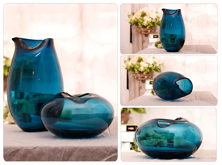 BALLERINA Wholesale Colourful Design Decorative Light Blue Glass Vases For Home Decoration