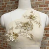 New total 12 colors offer sequins 3D flower floral embroidery lace applique dance clothing accessories for wedding party dress