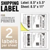 Half sheet a4 self adhesive shipping labels stickers 2 up