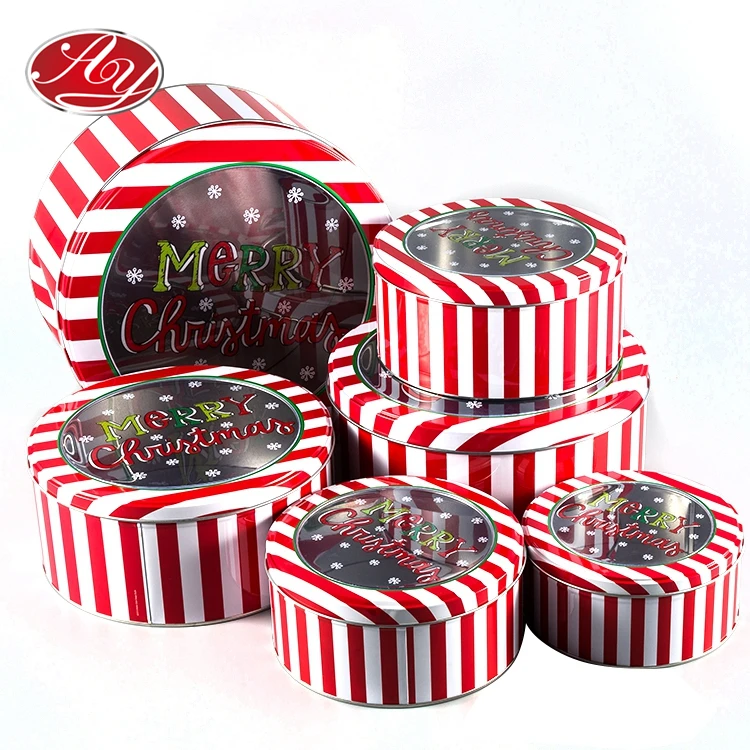 Wholesale Christmas Round Cookie Tin Box With Window Buy Cookie Tin