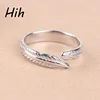 Personalized 925 silver open adjustable leaf feather ring