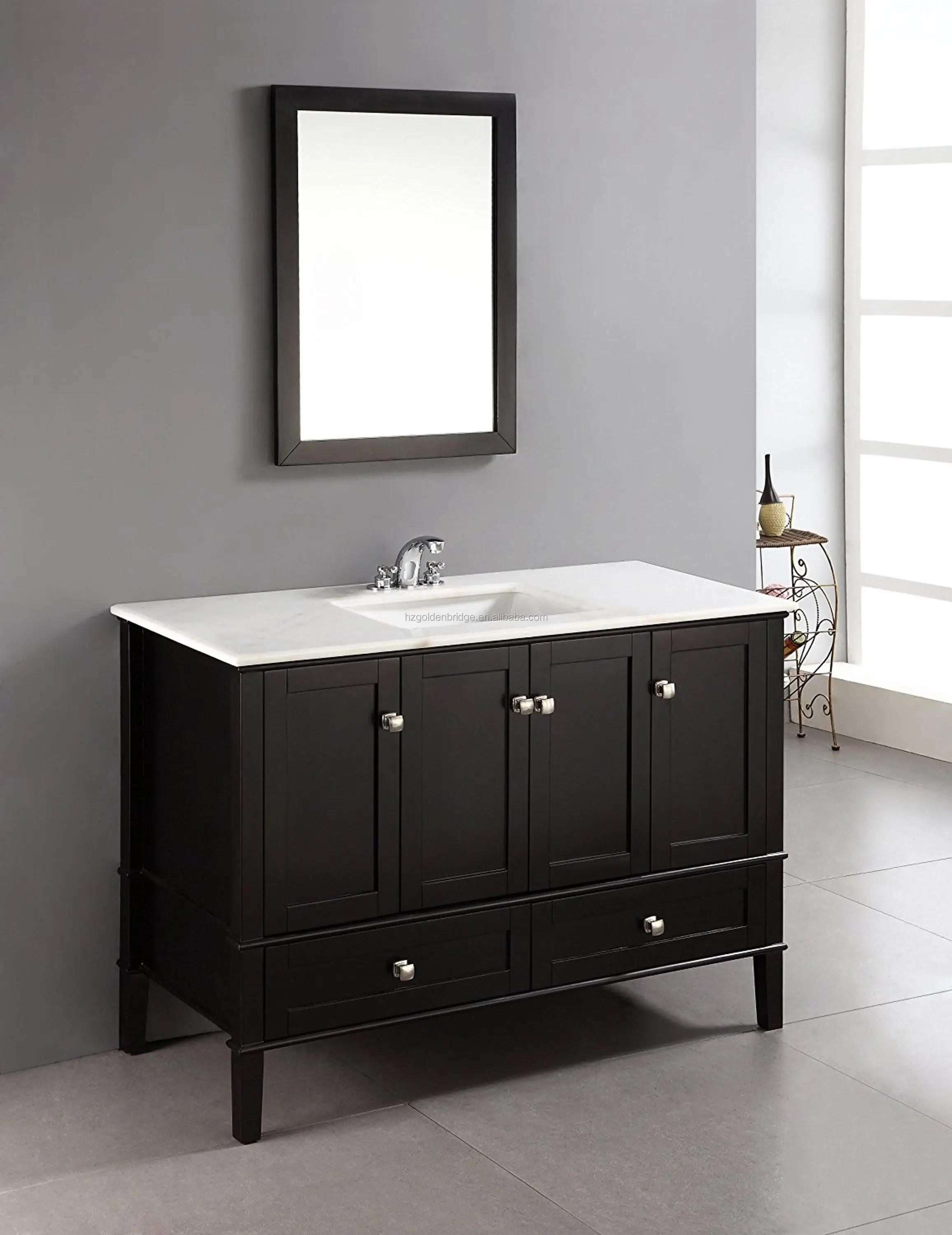 48" Solid Wood Hotel Bathroom Vanity Design With Wash Basin
