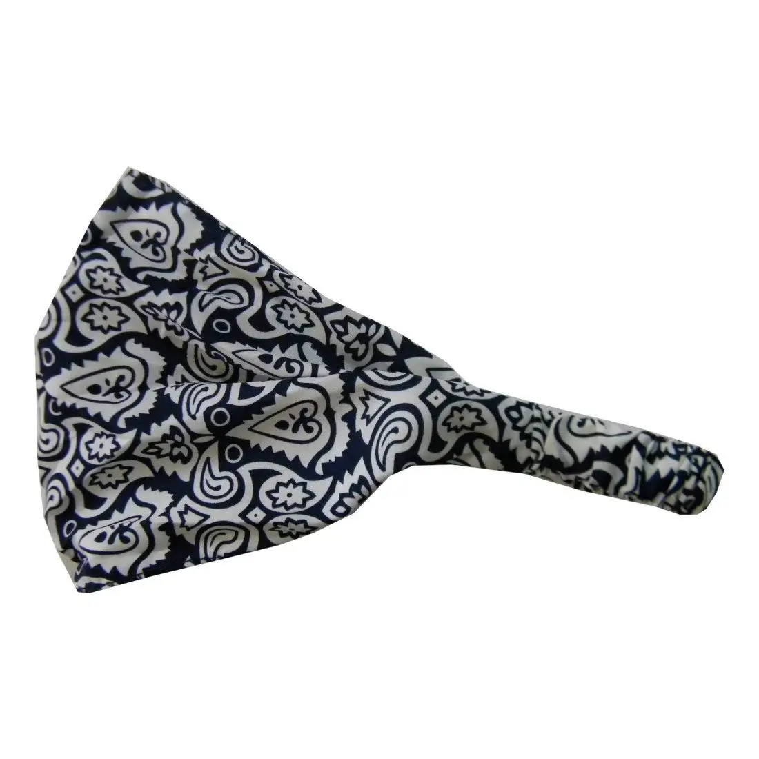Blue Paisley Cotton Bandana Headband with Elastic Keshet Accessories