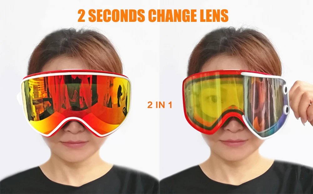2022 Most Popular Snow Goggle 2 In 1 Skiing Glasses Winter