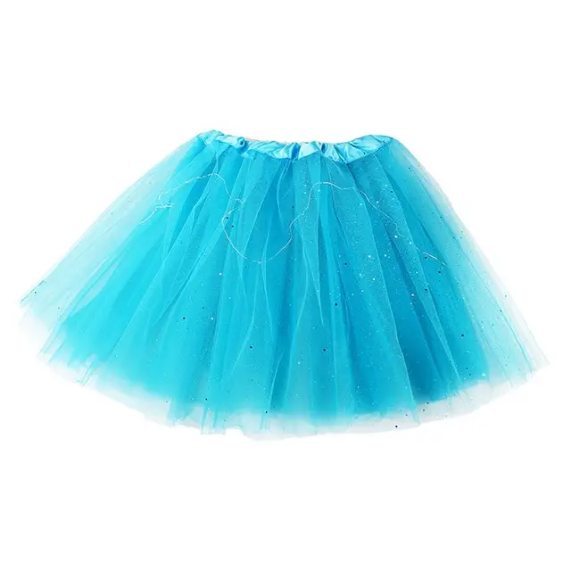 2017 new style top selling chiffon water blue led tutu skirt for