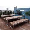 Outdoor dining set picnic table coffee wood steel table and bench