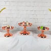 3Pcs/ Set Rose Gold Mirror Cake Stand Round Chrome Metal Wedding Cake Stand