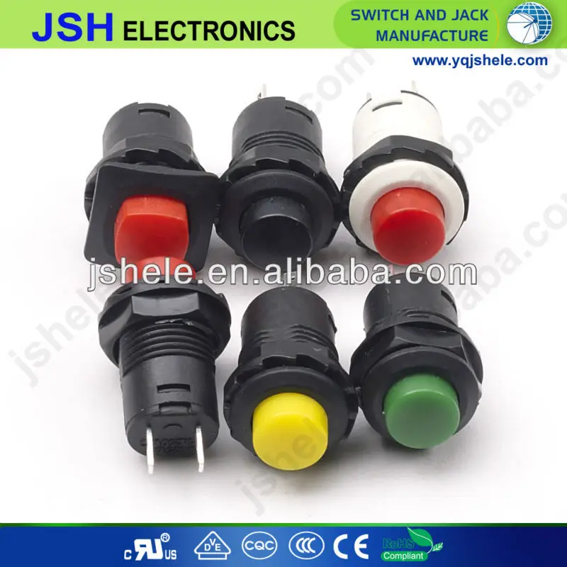 6x 12mm Waterproof  2 PIN Momentary Each color Push Button Horn Switch Useful 