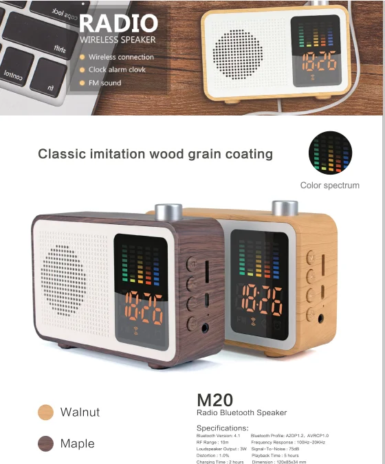 Mini Portable Outdoor Wireless Alarm Clock BT Speaker Built In TF Card Audio System FM Radio Bluetooth Speaker - ANKUX.COM
