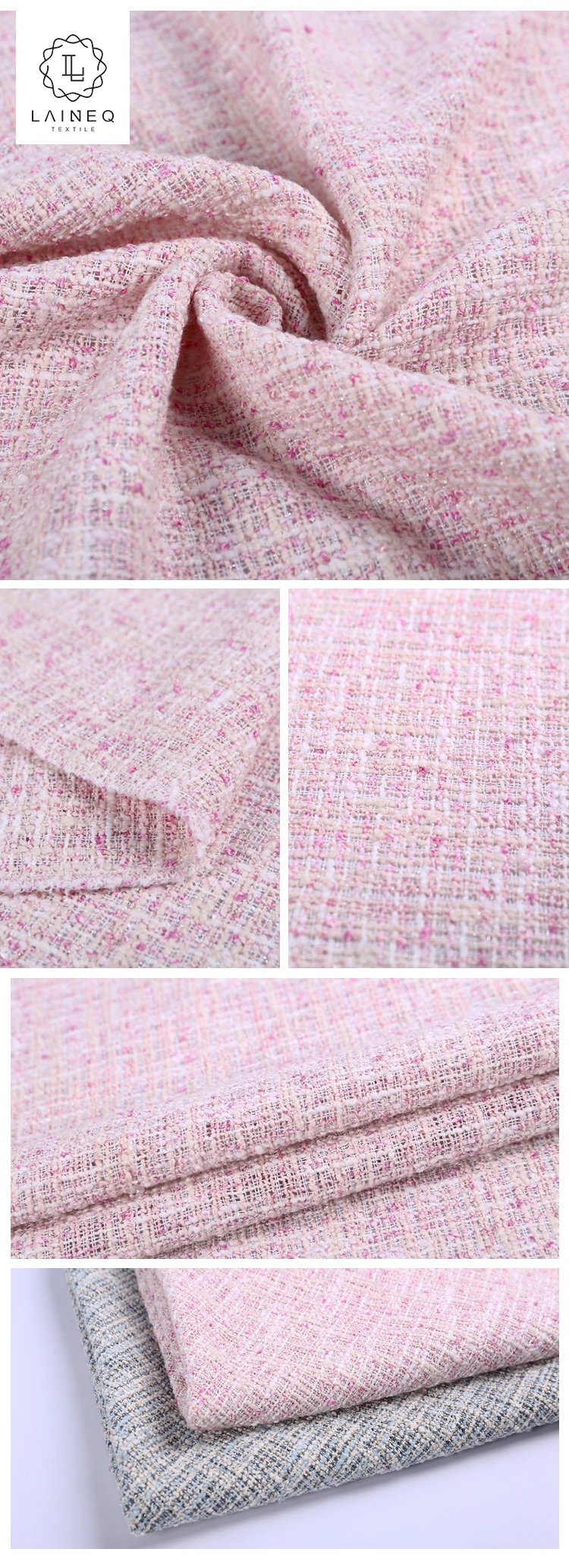 Fabric Cotton Mix Suiting Pink Gallant Boucle Tweed 