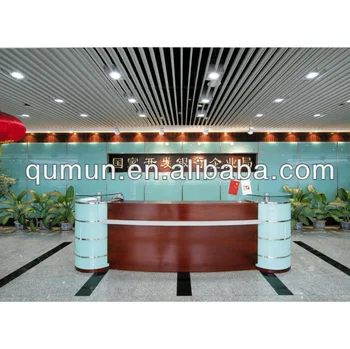 China Manufacturer Cherry Wood Veneer Reception Desk With White