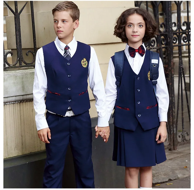 England Style Private Plaid School Uniform Vest Suit Custom Design